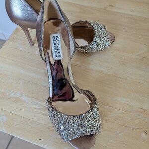 Vintage Badgley Mischka Open Toe Jeweled, Crystal, Evening Pumps - Size 8
